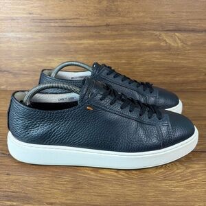 SANTONI Logo Low‎ Top Sneakers Men’s Size 9.5 Leather Shoes Oxfords Blue